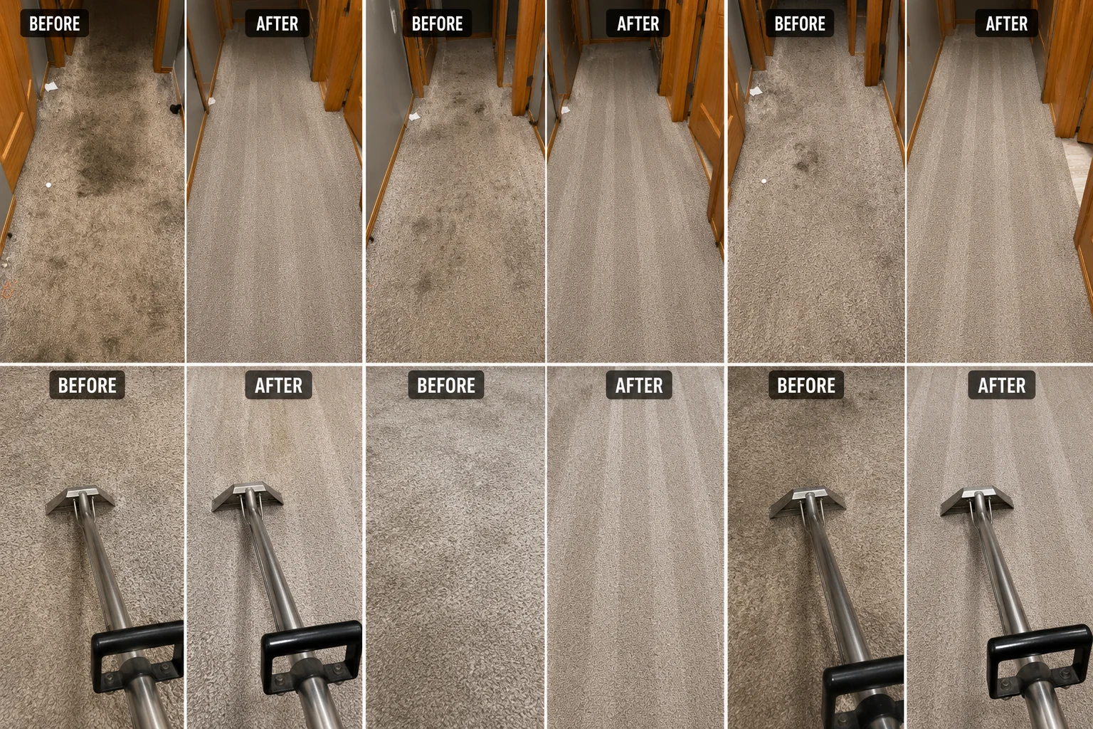 Before and after carpet cleaning comparison